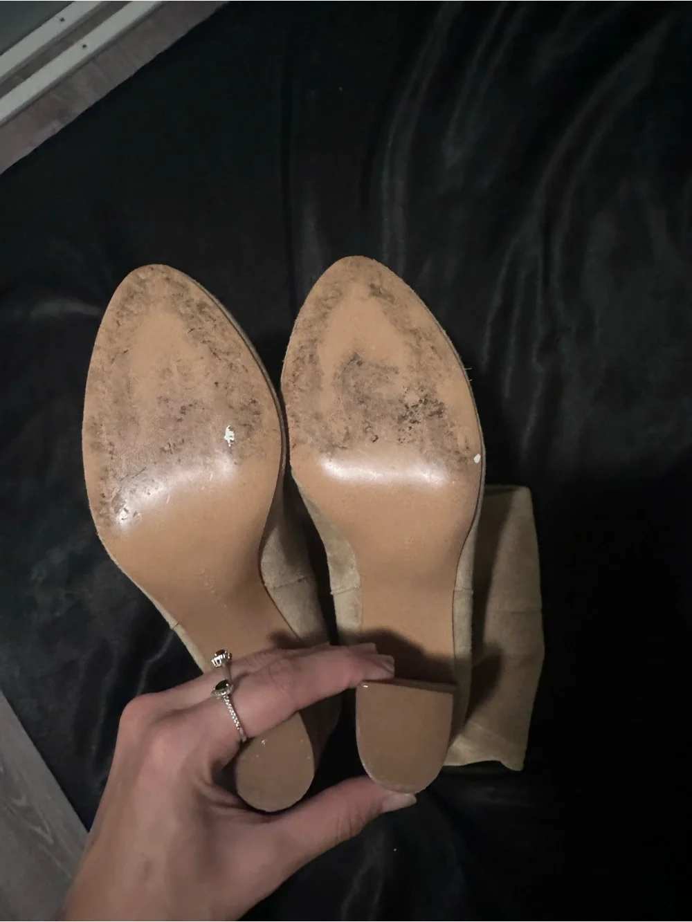 Women's Taupe Suede Mid-Calf Block Heel Boots
